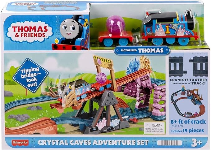 Thomas & Friends Motorized Toy Train Set Crystal Caves Adventure with Thomas, Tipping Bridge & 8 Ft of Track for Preschool Kids Ages 3+ Years