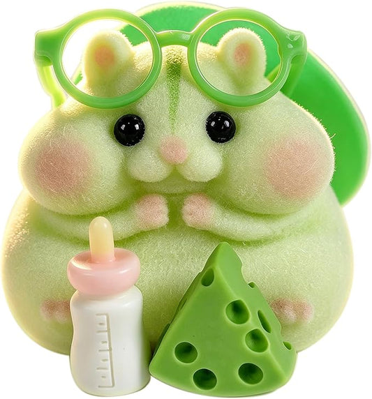 Handmade Taba Squishy Hamster Toy, Cute Squishy Hamster Fidget Toy, Soft Silicone Mochi Furry Toy, Stress Relief Gift for Adults & Kids, Sensory Anxiety Plushie (Green)