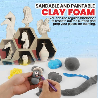 3.3 lbs Moldable Cosplay Foam Clay (Gray) - Air-Dry High Density for Intricate Designs Dries Evenly Within 24-48 Hours Sandable and Paintable