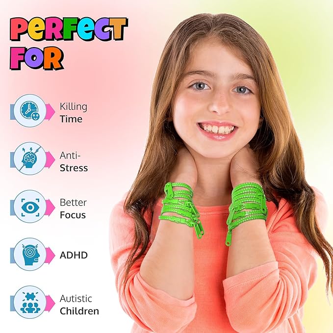 UpBrands 12-Pack Green 7-Inch Zipper Bracelets – Themed Fidget Party Favors for Earth Day, Bulk Sensory Toys for Kids, and Lucky Accessories for St. Patrick’s Day
