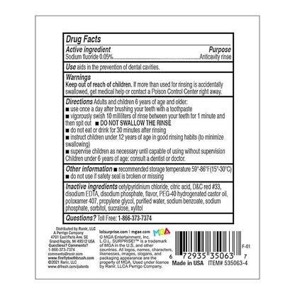 Firefly Kids Anti-Cavity Fluoride Rinse, L.O.L. Surprise!, Wild Melon Flavor, Alcohol Free Formula, ADA Accepted, Helps Prevent Cavities, 16 Ounce