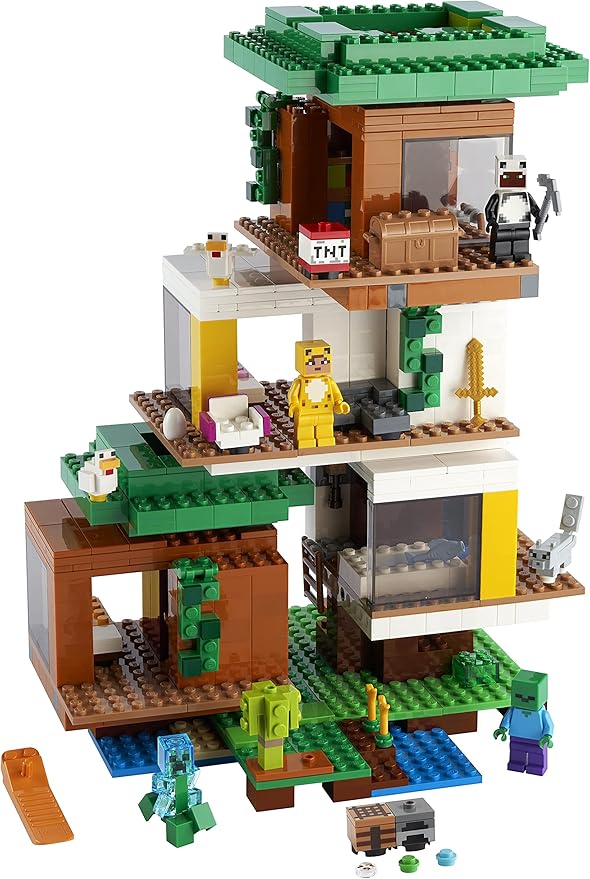 LEGO Minecraft The Modern Treehouse 21174 Giant Treehouse Building Kit Playset; Fun Toy for Minecraft-Gaming Kids; New 2021 (909 Pieces)