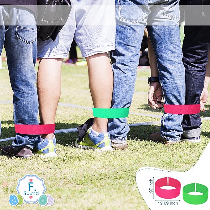 Hiboom 38 Pcs Easter Party Games for Adults, Include Potato Sack Race Bags Easter Bean Bag Toss Game 3 Legged Race, Egg Spoon Race Game, Inflatable Bunny Ring Toss Game for Easter Games