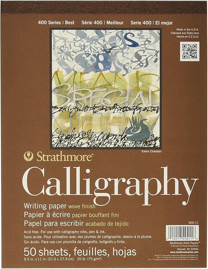 Strathmore STR- 50 Sheet Tape Bound Calligraphy Pad, 8.5 by 11", White