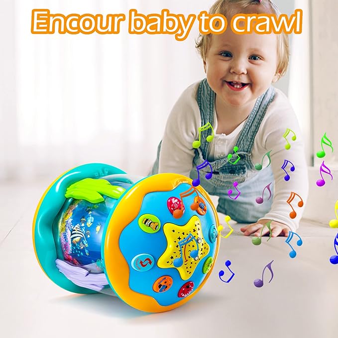Baby Toys 6 to 12 Months Musical Light Up Tummy Time Infant Toys 3-6 7 8 9 12-18 Months Crawling Ocean Rotating Projector Baby Gifts for 1 2 3 Year Old Boy Girl Birthday Toddlers Kids