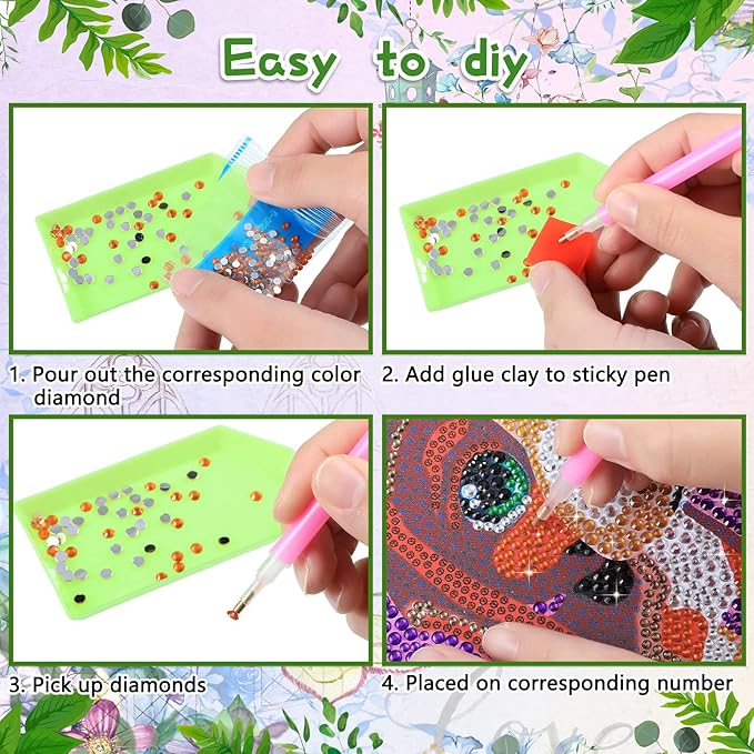 8 Pieces 5D Diamond Kit for Kids Crafts for Kids Ages 8-12 Painting Kits for Kids Diamond Art for Kids DIY Full Drill Painting Set Kids' Paint by Number Kits(Delicate Style)