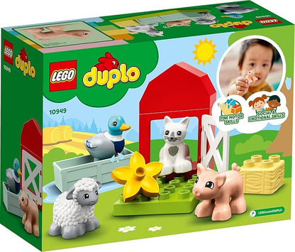 LEGO DUPLO Town Farm Animal Care 10949 Toy for Toddlers, Girls and Boys 2 Plus Years Old with Duck, Pig, Sheep & Cat Figures, Early Development Toys