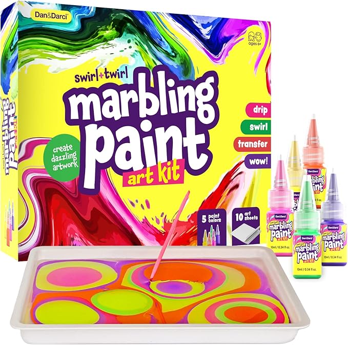 Marbling Paint Art Kit for Kids - Arts & Crafts Gifts for Girls & Boys Ages 6-12 Years Old - Easter Craft Kits Set - Gift Ideas Activities Toys Age 6 7 8 9 10 Year Olds - Marble Painting Sets