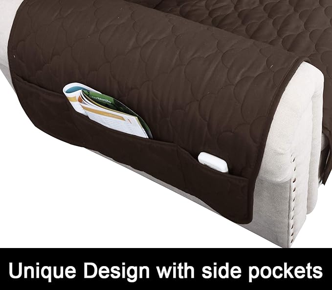 CHHKON Waterproof Nonslip Recliner Cover Stay in Place, Dog Couch Chair Cover Furniture Protector, Ideal Loveseat Slipcovers for Pets and Kids (Chocolate, 23'')