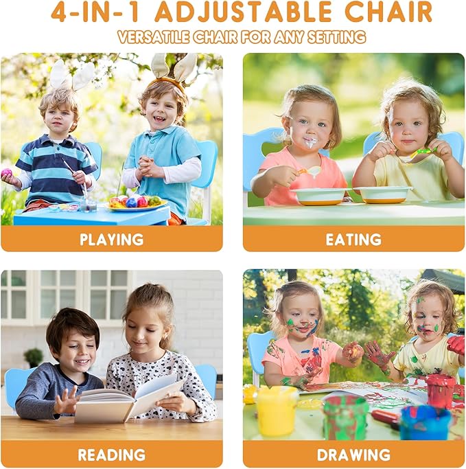 Kid Chairs Indoor 3 Level Adjustable Suitable for Children Age 2-6. Toddler Chairs Maximum Load-Bearing 220LBS for Family Classroom and Nursery Kids Activity Chair Set