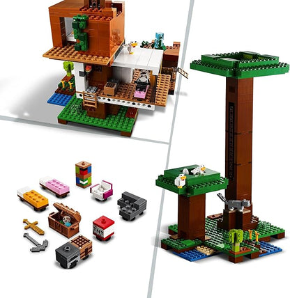 LEGO Minecraft The Modern Treehouse 21174 Giant Treehouse Building Kit Playset; Fun Toy for Minecraft-Gaming Kids; New 2021 (909 Pieces)
