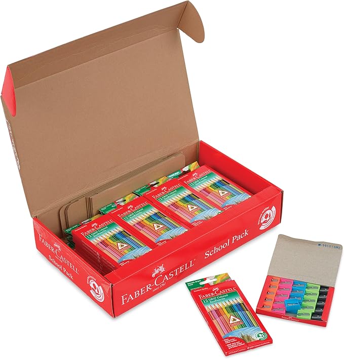Faber-Castell Grip Colored EcoPencils School Pack - 288 Colored EcoPencils - 12 Pencil Sharpeners