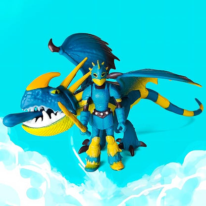 Toysvill Dragons & Vikings Big Action Figures | Light Fury, Night Fury, Deadly Nadder, 2 Hiccup's, Astrid Hofferson | Set of 6 Pcs