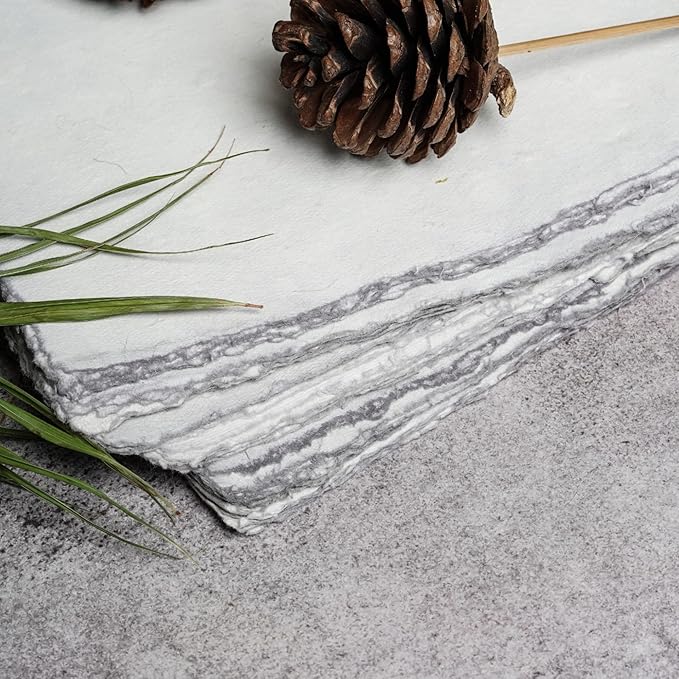 LEATHER VILLAGE Watercolor Paper - 7.5 X 11 inches, 50 Sheets - Mixed Media Watercolor Paper - 150 GSM Thick Deckle Edge Virgin Cotton Handmade Paper - Grey Toned