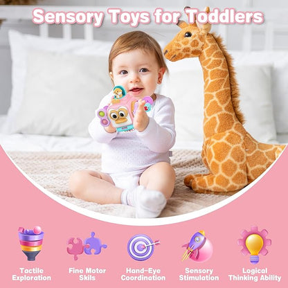 SOONYANG Montessori Toys for 1 Year Old Girl, Toddler Toys Travel Activities Busy Board Cube for 1 Year Old Girl Gifts, Sensory Toys for Baby Gifts, Learning Fine Motor Skills Toddler Girl Toys