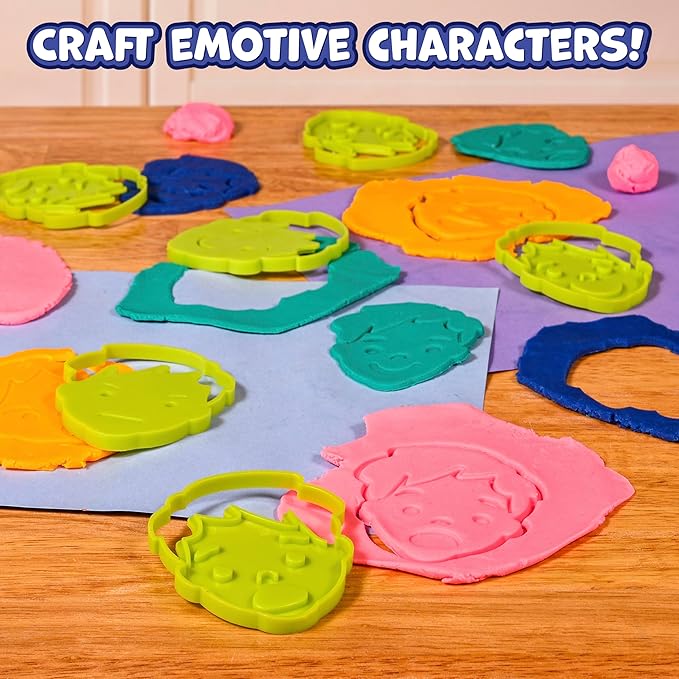 READY 2 LEARN Dough Cutters - 6 Emotions - Playdough Accessories - Dough Cutters for Kids - Clay Tools for Kids - Toddler Art Supplies