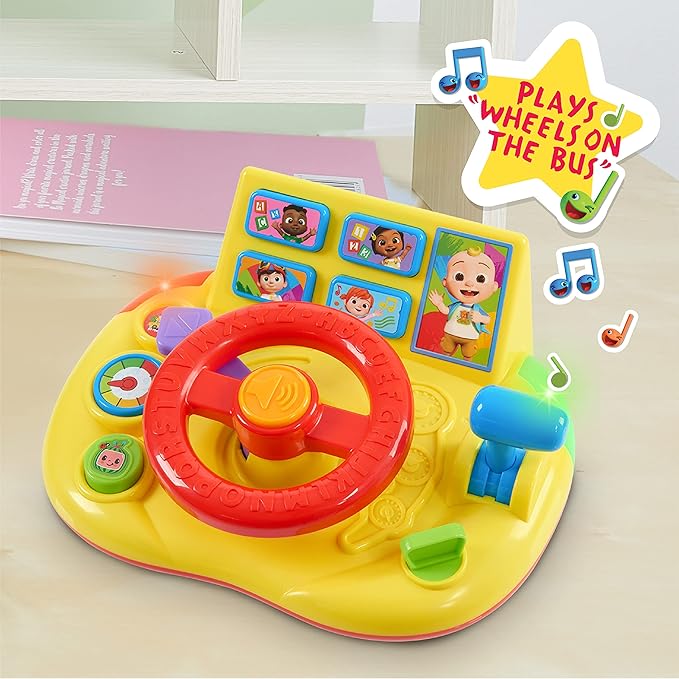 CoComelon Learning Steering Wheel with Lights and Sounds, Learning & Education, Batteries Included, Medium, Kids Toys for Ages 3 Up by Just Play