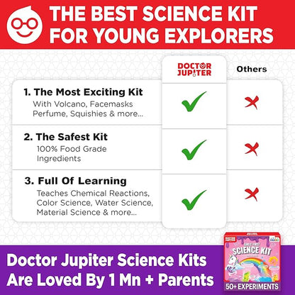 Doctor Jupiter Girls’ First Science Kit for Kids Ages 4-5-6-7-8-9-10-11-12 | Birthday Gift Ideas for 4+ Year Old Girls | STEM Learning & Educational Toys | 50+ Experiments Starter Science Series