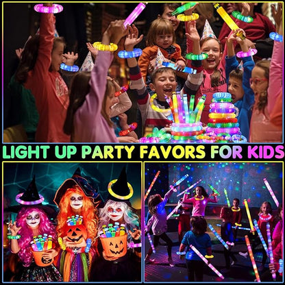 6 Pack Glow Sticks Party Favors Goodie Bags Stuffers for Kids, Light Up Pop Tubes Glow Party Supplies Glow Necklaces Bracelets, New Year Valentines Day Gifts Decorations 2025, Birthday Return Gifts