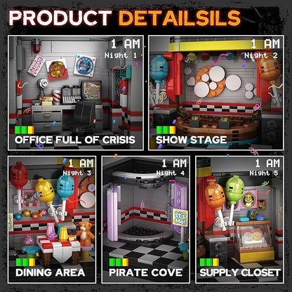 Five Nights Security Breach Stage Building Blocks Toys, Classic Horror Game Stage Building Set, Home Decoration Great Birthday Present for Teens, Collectible Present for Game Fans (1388PCS)