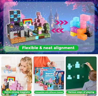Magneverse 150 PCS 0.8in Magnetic Blocks - Easter Toys, Magnetic Building Blocks Cubes, Stacking Magnets, Birthday Easter Gifts for Age 3+ Years Old (Theme: Princess & Knight)