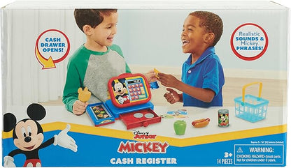 Disney Junior Mickey Mouse Realistic Sounds Toy Cash Register with Pretend Play Money, 14-pieces, Kids Toys for Ages 3 Up, Amazon Exclusive by Just Play