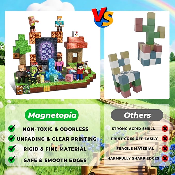 Magnetic Blocks - 164PCS Magnetic Building Blocks Cubes, Magnet Toys for Kids Age 3+, Toy Building Set for Kids, Magnets Stacking Construction Toys Easter Birthday Gifts for Boys Girls Age 4-8, 8-12