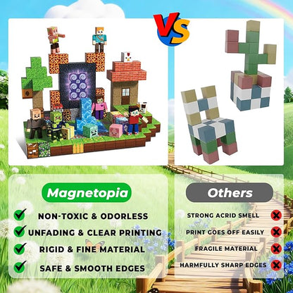 Magnetic Blocks - 164PCS Magnetic Building Blocks Cubes, Magnet Toys for Kids Age 3+, Toy Building Set for Kids, Magnets Stacking Construction Toys Easter Birthday Gifts for Boys Girls Age 4-8, 8-12