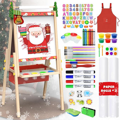 Joyooss Art Easel for Kids Easel for Toddlers, Christmas Gifts for Kids Adjustable Standing Wooden Toddler Easels Kids Dry Erase Board, Art Easel for Kids Age 2-4 4-8 9-12 Drawing Easels Girl Toys