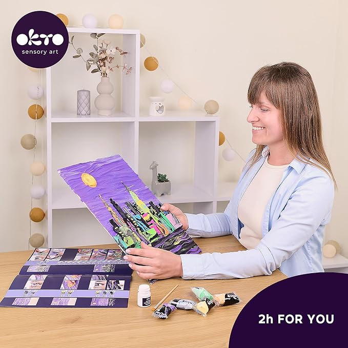 OKTO New York Skyline - DIY 3D Painting 30x40cm Air Dry Clay Kit - Ideal Crafts for Adults and Kids, Perfect for Creative Art Projects and Home Décor