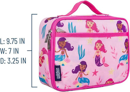 Wildkin Kids Insulated Lunch Box Bag for Boys & Girls, Reusable Kids Lunch Box is Perfect for Elementary, Ideal Size for Packing Hot or Cold Snacks for School & Travel Bento Bags (Groovy Mermaids)