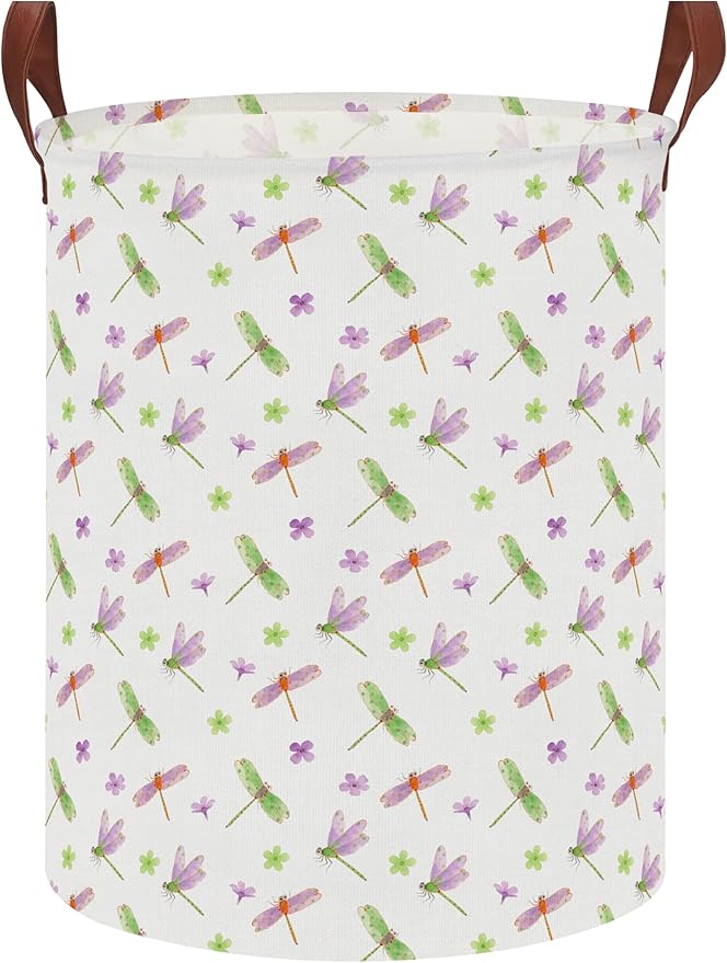 NTAOHAMPER Dragonfly Large Laundry Hamper,Laundry Basket,Baby Nursery Hamper,Waterproof Storage Bin,Clothes Organizer Basket,Room Decor(Dragonfly）
