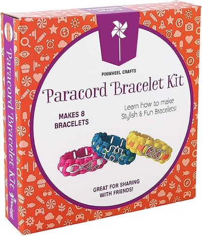 Pinwheel Crafts Paracord Bracelet Kit - DIY Kids Crafts, Paracord Bracelet w/Sturdy Buckle & Paracord 550 Cord - 8 Colorful Friendship Bracelets Gifts - Jewelry Making Kit for Girls 8-12 Years Old