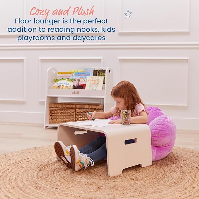 ECR4Kids SoftZone Flower Cozy Cushion Floor Pillow, Bright Purple