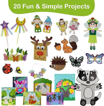 Craftikit® 20 Award-Winning Fairy Garden Crafts for Kids - 20 All-Inclusive Fun Paper Toddler Crafts, Fairy Garden Kit for Kids Ages 3-8, Magical Fairy Gifts