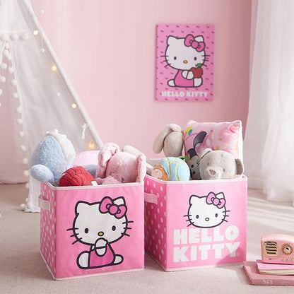 Hello Kitty Set of 2 Durable Storage Cubes with Handles, 10"x10"x10" Cubes