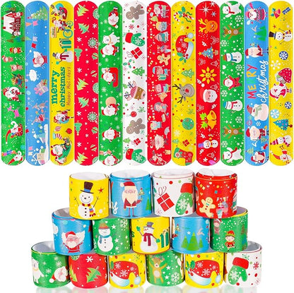 Max Fun 48pcs Christmas Slap Bracelets Party Favors Toys for Kids Xmas Party Favors Christmas Stocking Stuffers (Christmas)