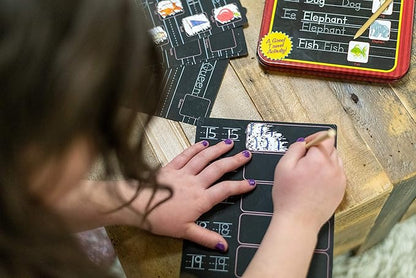 Bendon TS Shure ABC and 123 Alphabet Letters and Numbers Counting Educational Learning Tin with 8 Scratchboards and Wooden Stylus Pre-School Kindergarten Education 51477