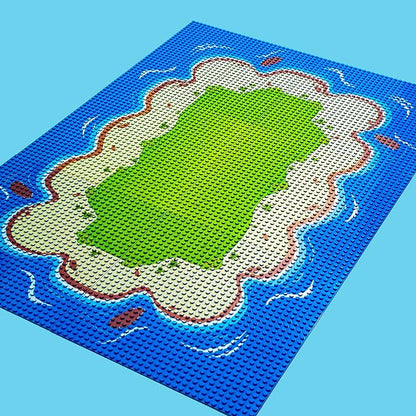 Apostrophe Games Island Building Blocks Base Plates Compatible with All Major Brands - 6 Pack of Beach Plates - 4 Corners & 2 Straight