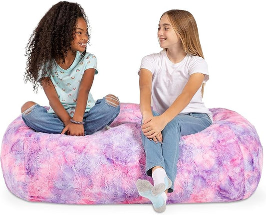 Jaxx Sofa Saxx Bean Bag Couch - 4 Foot - Faux Fur, Unicorn Pink
