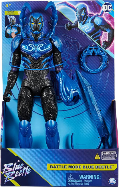 DC Comics, Battle-Mode Blue Beetle Action Figure, 12-inch, Lights & Sounds, Easy to Pose, Movie Superhero Kids Toys for Boys & Girls, Ages 4+