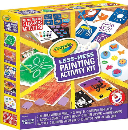 Crayola Less Mess Painting Activity Kit (46pcs), Kids Art Set, Washable Kids Paints, Gifts for Kids, Ages 4+