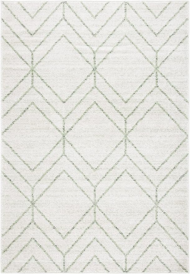 SAFAVIEH Adirondack Collection Accent Rug - 4' x 6', Ivory & Sage, Modern Geometric Design, Non-Shedding & Easy Care, Ideal for High Traffic Areas in Entryway, Living Room, Bedroom (ADR241W)