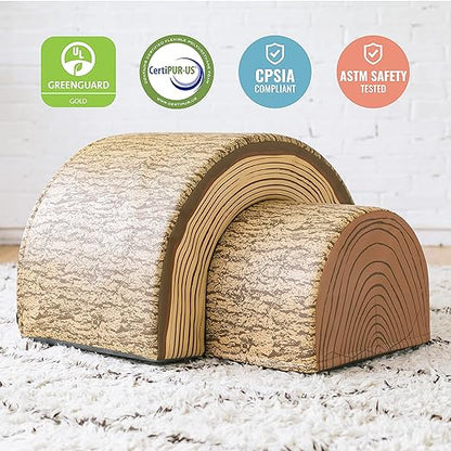 ECR4Kids SoftZone Tree Tunnel and Climber, Toddler Playset, Chocolate, 2-Piece