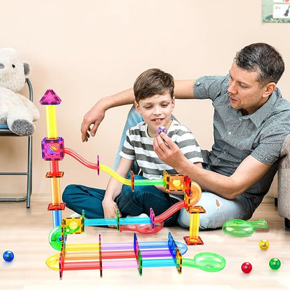PicassoTiles 8pc Marbles for Magnetic Block Tiles Marble Run Race Track Magnet Building Tile Blocks Racetrack Maze Construction Toys Creative Toy Girls Boys 3 and Up Early Education STEM Learning Kit