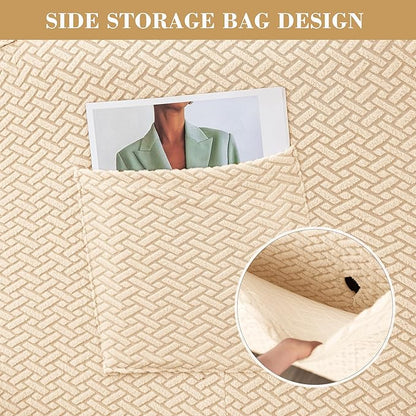 Jin Le 6 Pieces Recliner Cover Stretch Recliner Chair Cover - Reliner, Champagne 2 Seater Recliner Couch Covers Sofa Covers Jacquard Soft Furniture Protector with Elastic Bottom and Ties for Kids/Pets