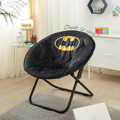 Idea Nuova Batman Folding Lounge and Gaming Saucer Chair, Polyester, 29" H x 32" W x 22" D, 16"D x 19"H, 14" from floor