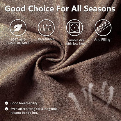 Recliner Couch Cover Leather Look Recliner Sofa Covers for 3 Cushion Reclining Sofa Slipcovers 8-Pieces Furniture Protector Spandex Fabric Washable (3 Seater, 01 Brown)