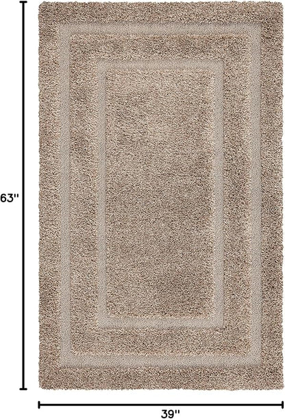 SAFAVIEH Florida Shag Collection Accent Rug - 3'3" x 5'3", Beige & Beige, Non-Shedding & Easy Care, 1.2-inch Thick Ideal for High Traffic Areas in Foyer, Living Room, Bedroom (SG454-1313)