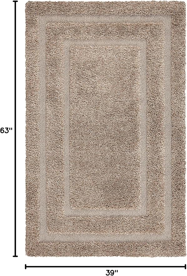 SAFAVIEH Florida Shag Collection Accent Rug - 3'3" x 5'3", Beige & Beige, Non-Shedding & Easy Care, 1.2-inch Thick Ideal for High Traffic Areas in Foyer, Living Room, Bedroom (SG454-1313)